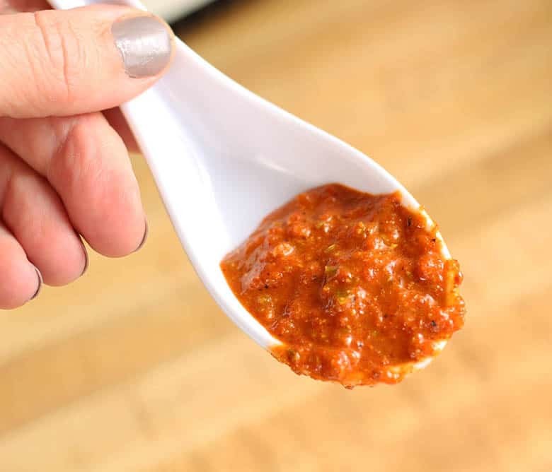 A spoonful of harissa paste.