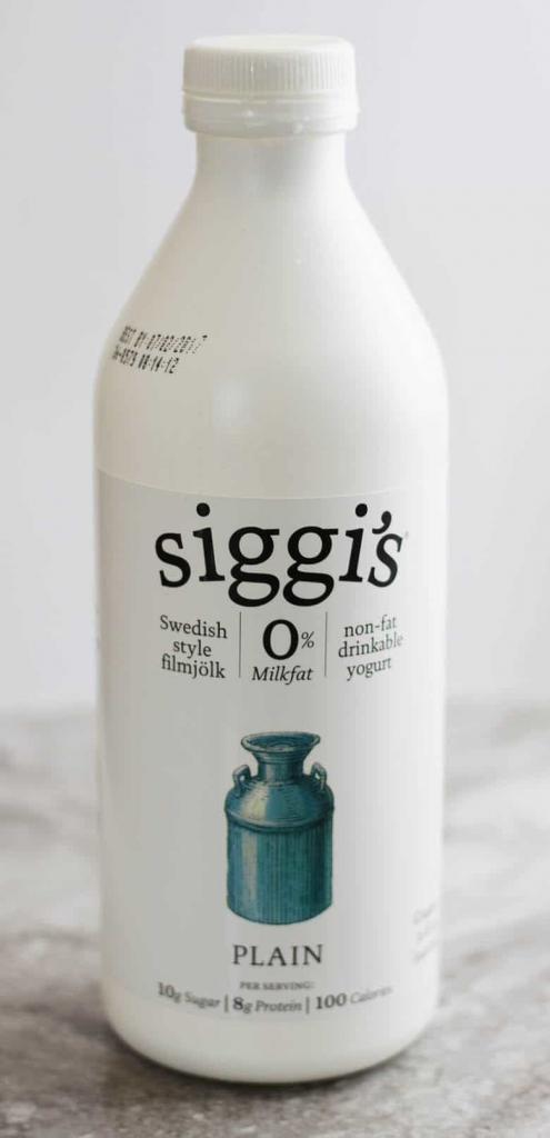 a bottle of siggis drinkable yogurt.