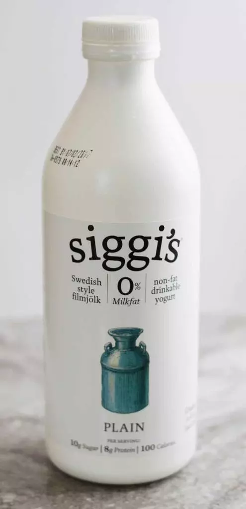 a bottle of siggis drinkable yogurt.