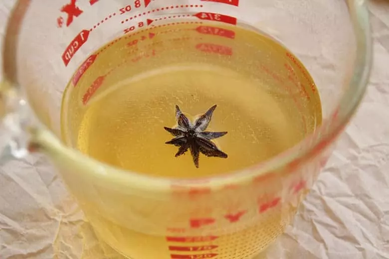 The vinegar mixture with a star anise.