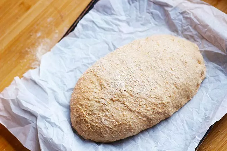 The dough shaped into a loaf.