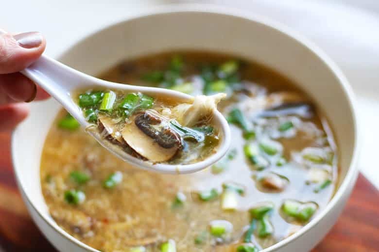 A spoonful of Hot and Sour Soup