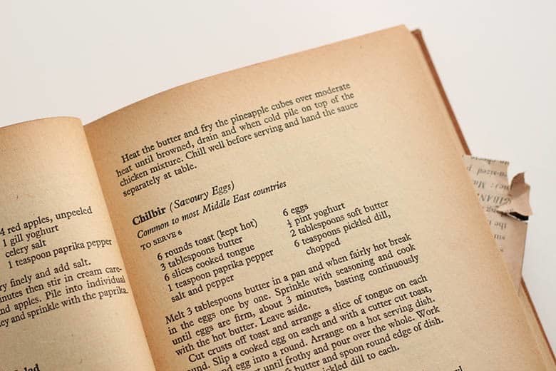 A vintage cookbook recipe.