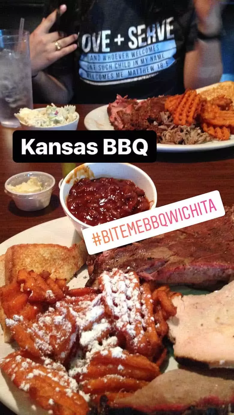 A table full of Kansas BBQ.