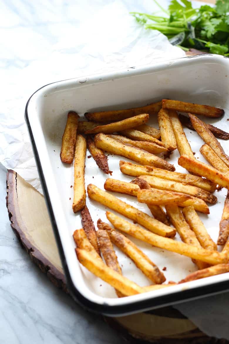Plain fries in a pan.