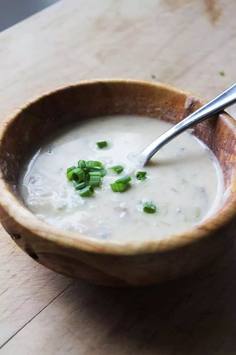 Dorm Room Potato Soup Recipe, a simple, healthy and tasty hot soup to nourish your soul on a cold Winter day. Live in a dorm? Tired of cafeteria food? Try this creamy, cozy recipe.