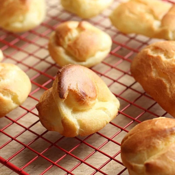 Step-by-step instructions and photos for Pate-a-Choux pastry and profiteroles. This French pastry is NOT hard to do! A great beginner pastry for home cooks! Bon Appetit!! | FusionCraftiness.com