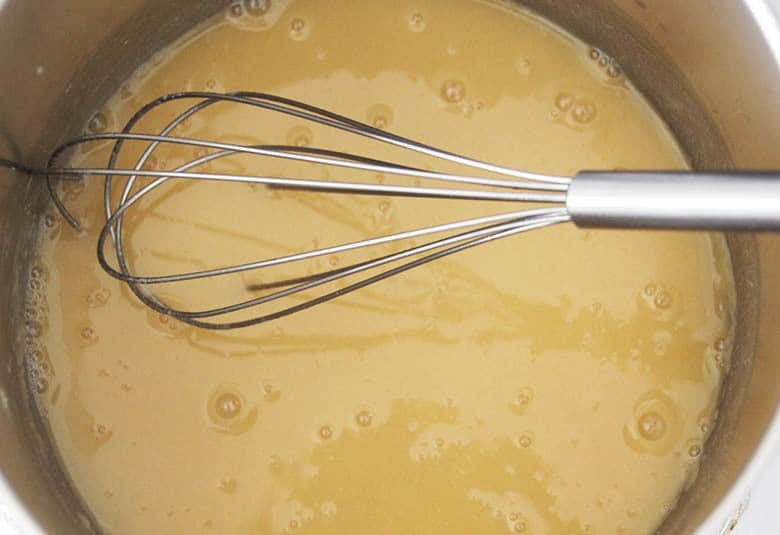 A golden roux in a pan.