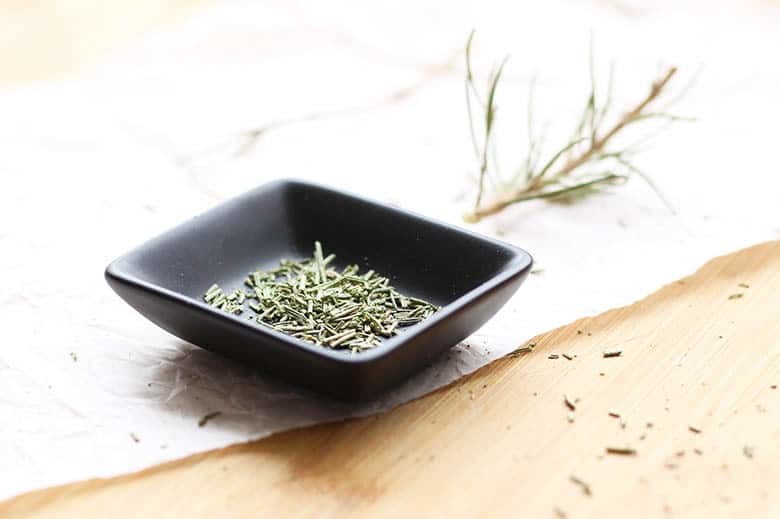 Rosemary in a small dish.