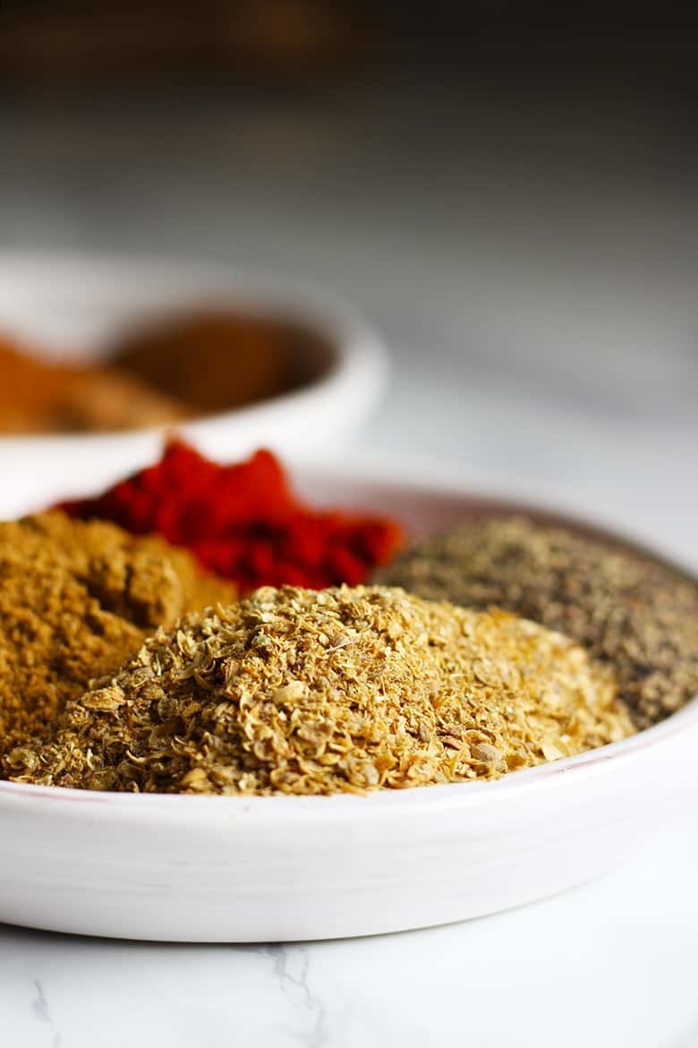 A plate of mixed spices.