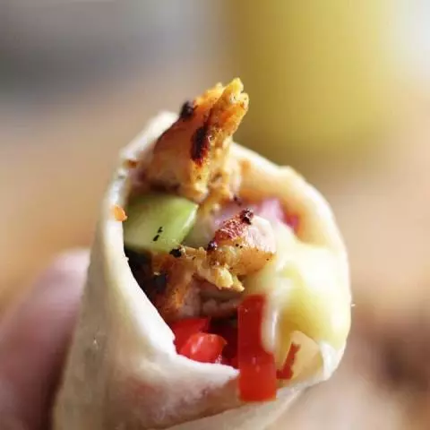 A chicken shawarma wrap.