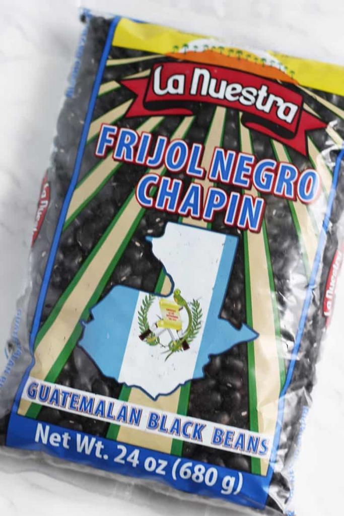 A bag of Guatemalan black beans.