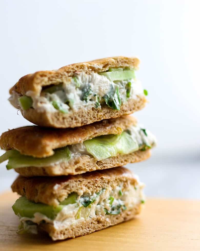 A stack of cucumber sandwiches.