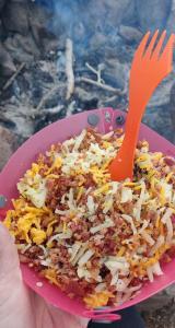 Backpacking Hashbrowns With Bacon And Cheese