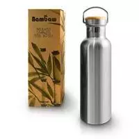 Bambaw Insulated Water Bottle | Stainless Steel Water Bottle 25oz | Eco Friendly Reusable Bottle | Leakproof and Plastic Free Metal Water Bottle| Keeps Hot and Cold Drinks | Eco Water Bottle