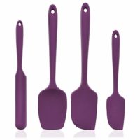 U-Taste 600ºF High Heat-Resistant Premium Silicone Spatula Set, BPA-Free One Piece Seamless Design, Non-Stick Rubber with 18/8 Stainless Steel Core, Cooking/Baking Utensil Set of 4(Purple)