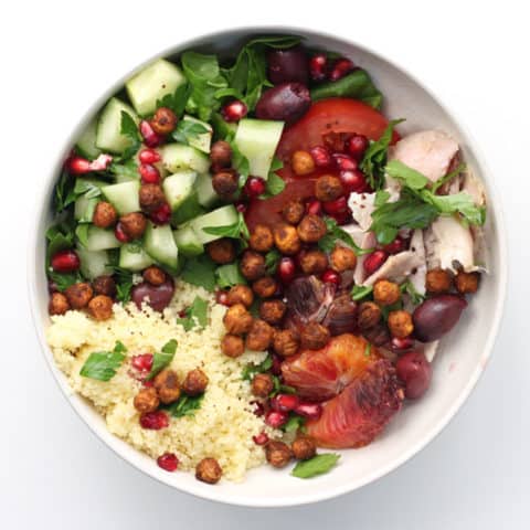A Moroccan Salad in a white bowl.
