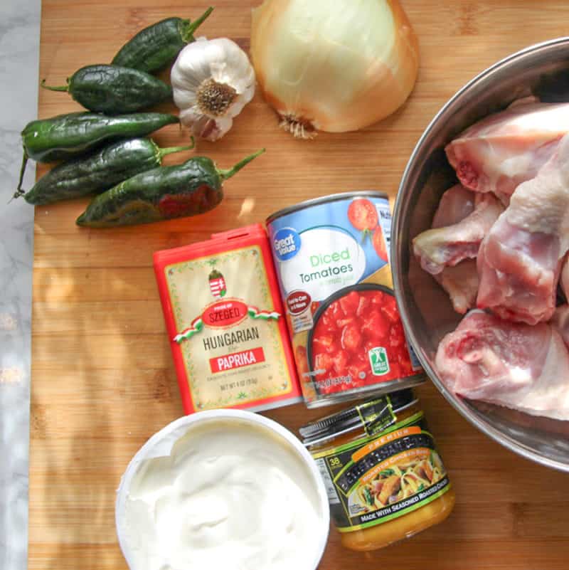 Ingredients for Hungarian chicken.