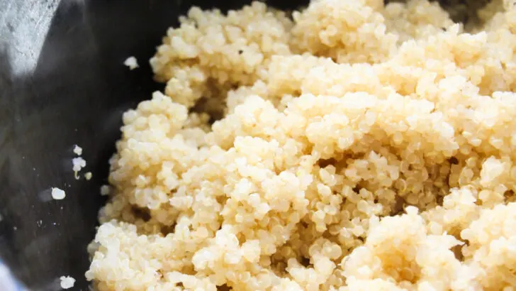 Cooked quinoa in a slow cooker.