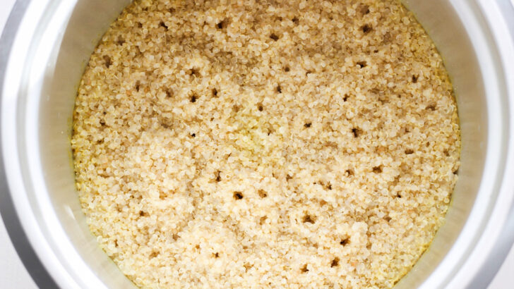 Cooked quinoa in a rice cooker.