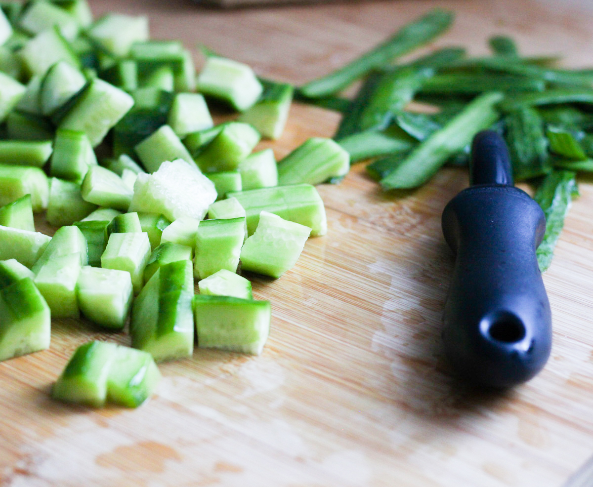 Chopped zucchini.